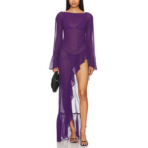 Camila Coelho Purple Sheer Asymmetrical Dress